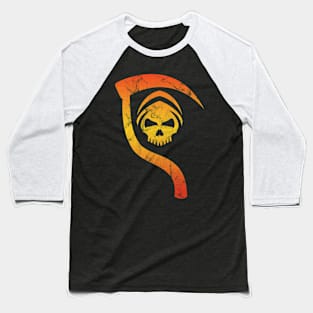 Vintage Grim Reaper & Scyth - Sunburst Yellow Orange and Red Baseball T-Shirt